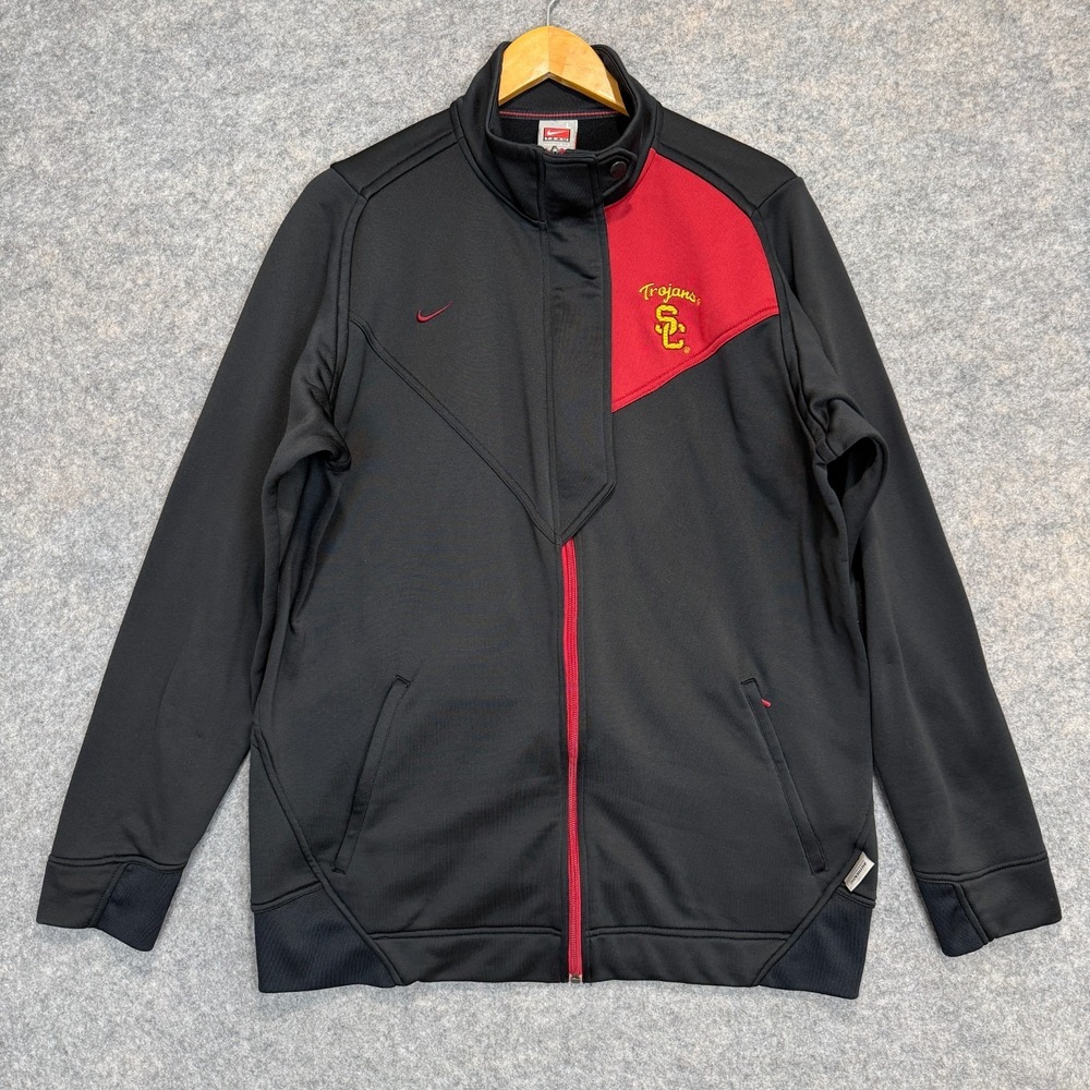 Vintage Nike USC Trojans Track Jacket Mens Large Team Black Red Snap Collar Rare